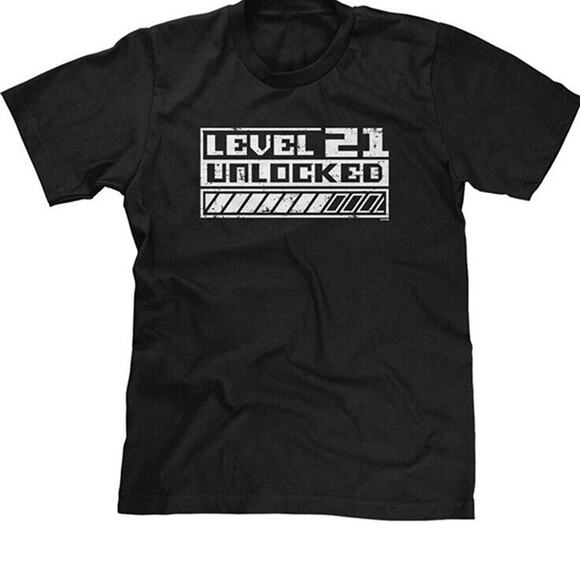 Gildan Other - Blittzen Mens T-Shirt Level 21 Unlocked - 21st Birthday black. size large